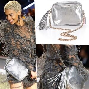 NWT Silver Purse VICTORIA’S SECRET Crossbody Small Strap Gold Chain